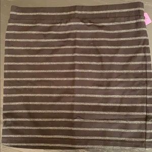 Black and Grey Striped Mini Skirt